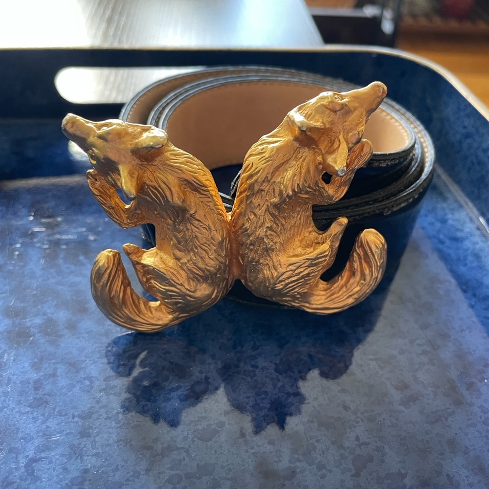 Gail Labelle Gold Fox Buckle Black Belt